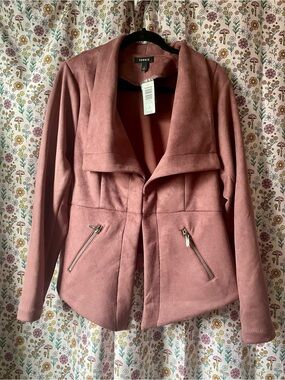 Torrid Dusty Rose Suede-like zip pocket jacket, SZ 1X